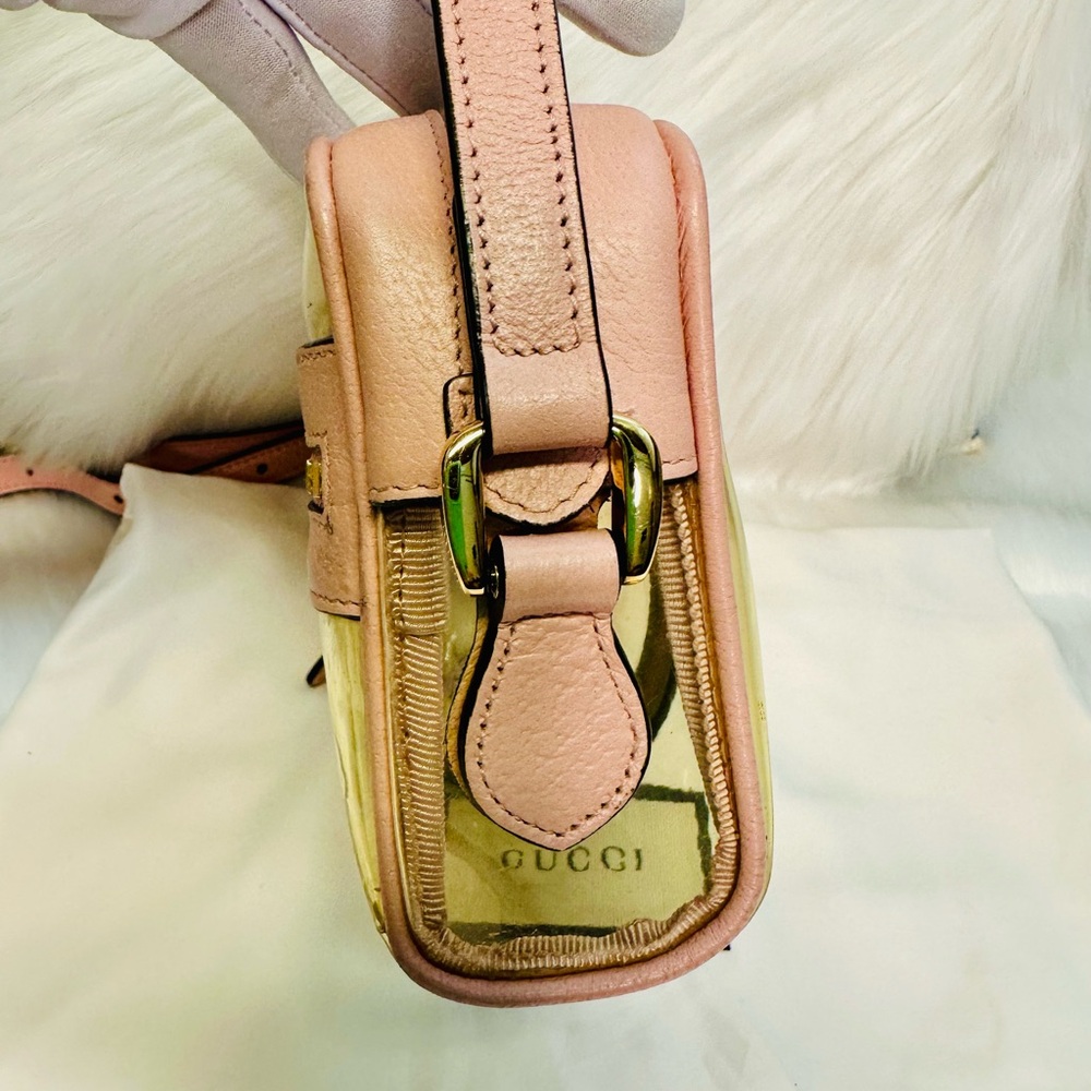 Gucci Pink Clear PVC Crossbody with Web Stripe and Gold Hardware - Picture 6 of 15